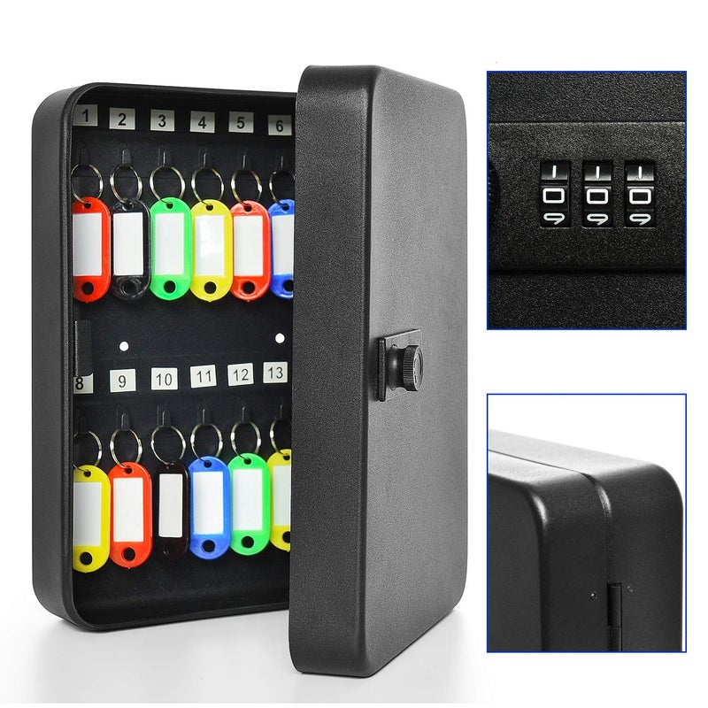 Gonioa 28 Key Cabinet Wall Mount, Steel Key Box Wall Mount with Code, Combination Lock Box with Code, Featuring Hooks and Tags - Image 5